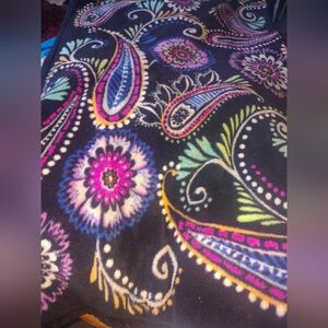 Black Paisley Floral Fleece Blanket - Bright Multicolor 93"X48" Vera Bradl
